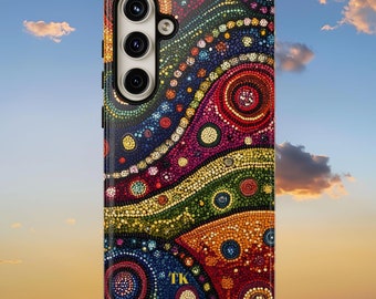 Aboriginal Art Tough Phone Case for Samsung Galaxy, Indigenous Tribal Design, Protective Cell Cover, Strong Mobile Case, Unique Cultural