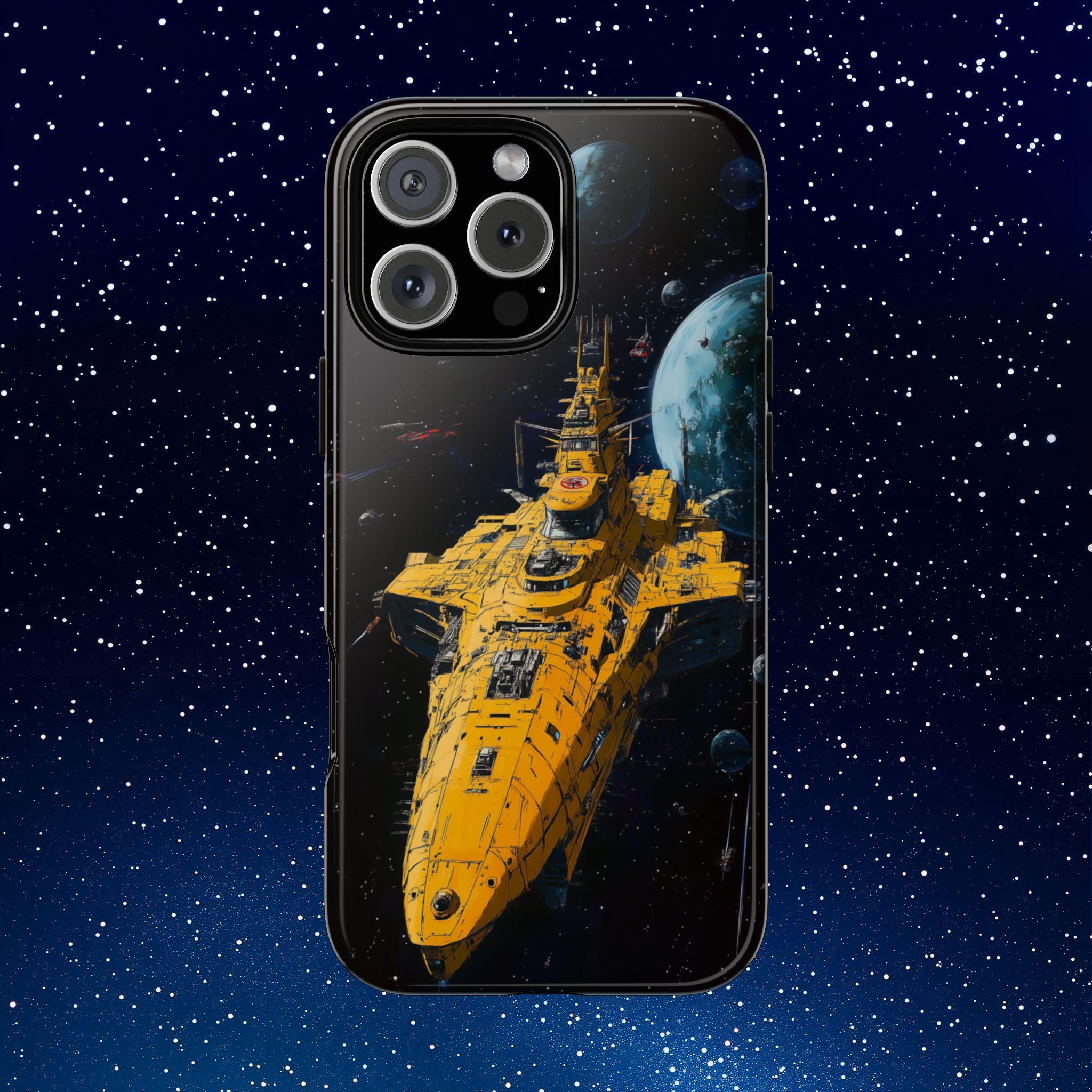 Anime Space Battleship Tough Case, Sci-fi Spaceship Phone Cover, Otaku Gift, Geek Accessory, Cool Anime Lover Present, Protective Anime