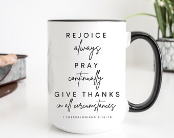 1 Thessalonicher - 15 Unzen Keramikbecher Bibelvers Christliches Geschenk Kaffeebecher Glaubensbasiert