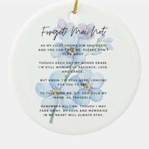 Adorno de regalo de Alzheimer - Adorno del cuidador - Regalo de poema de duelo por pérdida de memoria - Regalo de demencia - Regalo de cuidador de memoria - Regalo de poema de demencia