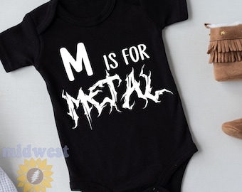 Infant Sized 'M is for Metal' bodysuit in Black or White