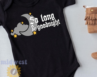 Infant Sized 'So Long and Goodnight' EMO lyrics Bodysuit in Black