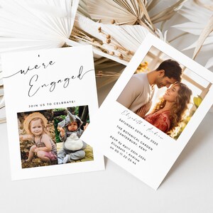 Engagement Party Invites With Photo, Engagement Party Invitation Template Modern, Photo Engagement Party Invite, Minimalist Engaged, MN03