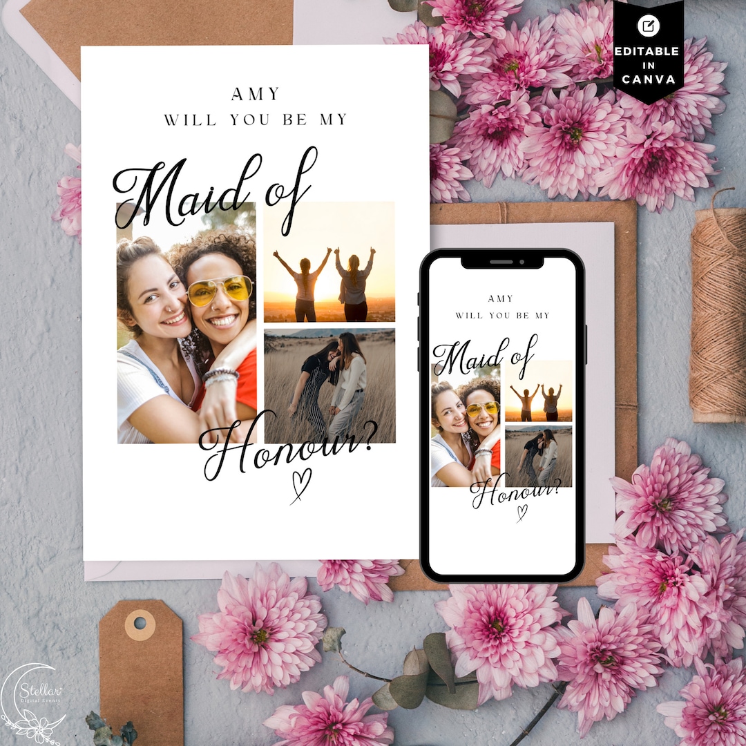 Editable Digital Maid of Honor Proposal Card Template Will - Etsy