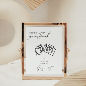 Photo Wedding Guestbook Sign, Instant Camera, Wedding Photo Guestbook Sign Digital Template, Polaroid Wedding Sign, Snap It Shake It, M03