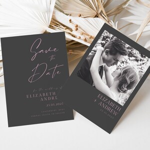 Grey And Blush Save The Date, Printable Save The Date, Wedding Save The Date Cards, Wedding Save The Dates, Digital Save The Date, PL04