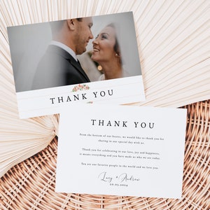 Peach Thank You Note After Wedding, Wedding Thank You Template Photo, Wedding Photo Thank You Card, Personalised Wedding Thanks Card, PC01