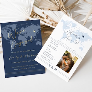 Pasaporte de invitaciones de compromiso, boda temática de viaje, invitación de pasaporte comprometido, boda de destino náutico, estamos comprometidos, PA01