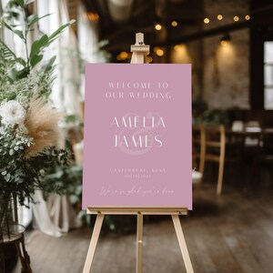 Blush Pink Minimalist Wedding Welcome Sign Template, Modern Wedding Welcome Sign, Wedding, We&#39;re So Glad You&#39;re Here, Welcome Poster, M06