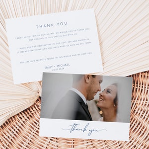 Danke Nachricht Hochzeit am Zielort Hochzeit Dankeschön Hinweis Foto-Dankeskarte Personalisierte Hochzeit Dankeskarte GR01