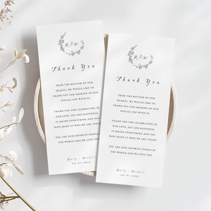 Thank You For Coming Wedding Place Cards, Wedding Thank You Card Place Setting, Thank You Wedding Place Card, Baby's Breath Thank You, M02
