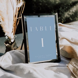 Table Number Signs, Dusty Blue Table Number, Printable Table Numbers, Dusty Blue Wedding, Wedding Table Numbers, Digital Download, M07