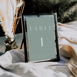 Minimalist Sage Green Wedding Table Number, Minimalist Greenery Wedding Table Number, Custom Table Number, Sage Wedding Table Numbers, M05