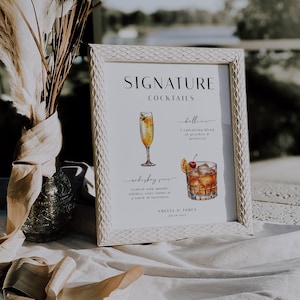 Signature Cocktail Sign His Hers Ours, Minimalist Wedding Bar Sign, His And Hers Drinks Sign, Wedding Cocktails, Signature Bar Menu, M03