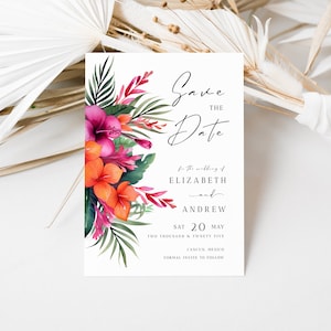 Tropisch Save The Date mit Foto, Digital Save The Date Hochzeit, Reise Save The Date Template, Strand Save The Date Card, BA01