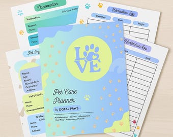 Pet Care Planner Printable: Health Tracker, Vet Visits (PDF)