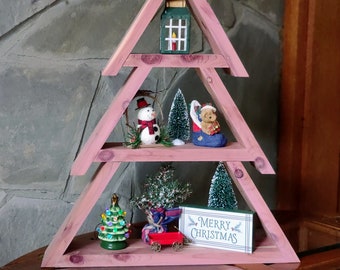 Solid Cedar Christmas Tree Shelf hand crafted from Appalachia region in Tennessee. Enjoy the Holiday Aroma of the evergreen Cedar wood