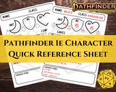 Pathfinder 1E Quick Reference Character Sheet | Digital Download Printable TTRPG (PDF)