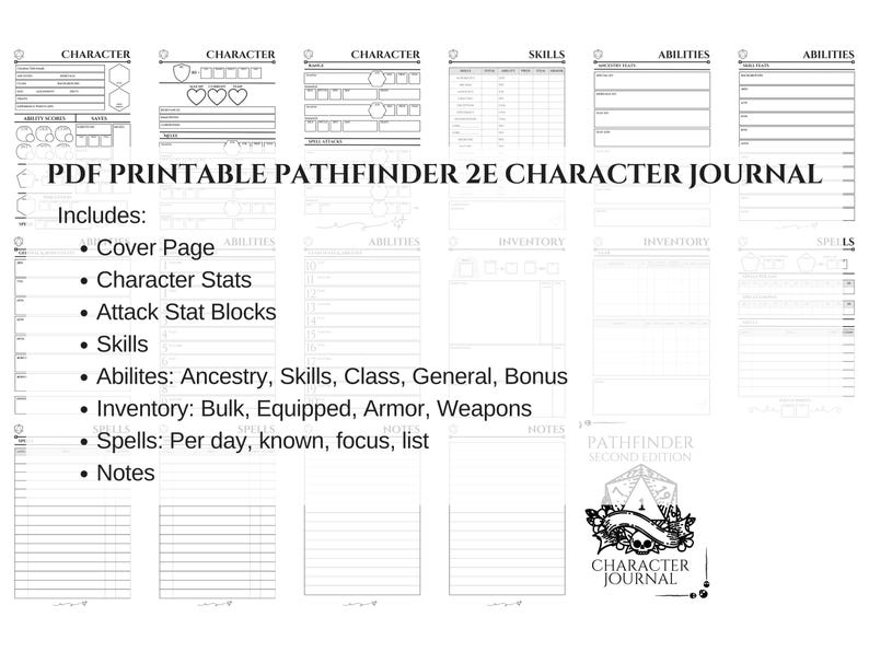 Stat Modifiers Pathfinder Pathfinder 2E Character Journal | Digital Download Printable TTRPG ...