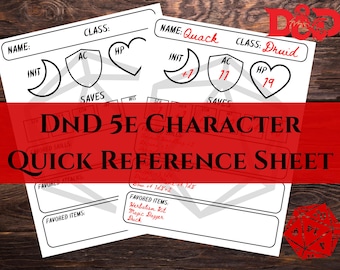 D & D 5E Kurzanleitung Charakterbogen | Digital Download Druckbares TTRPG (PDF)