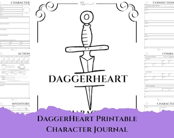DaggerHeart Character Journal | Digital Download Printable TTRPG Critical Role Character Sheet (PDF)