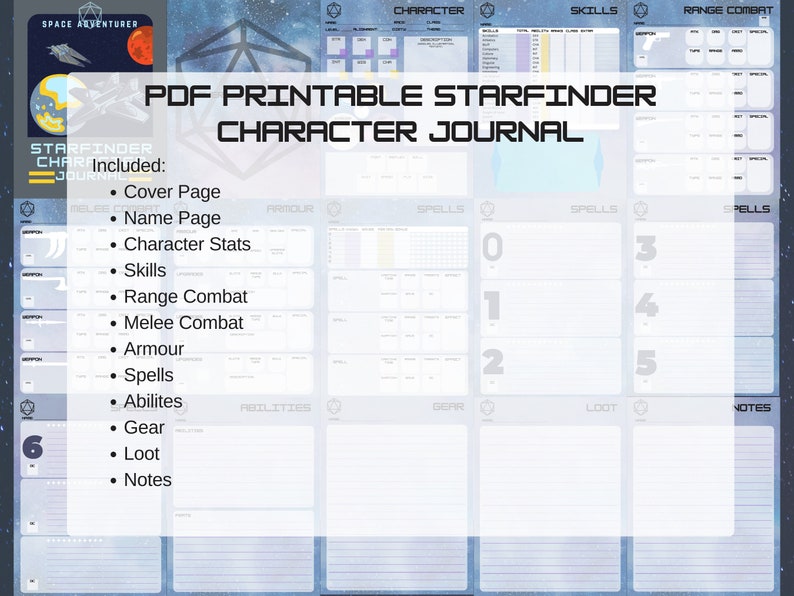 Starfinder Character Journal Printable PDF - Etsy