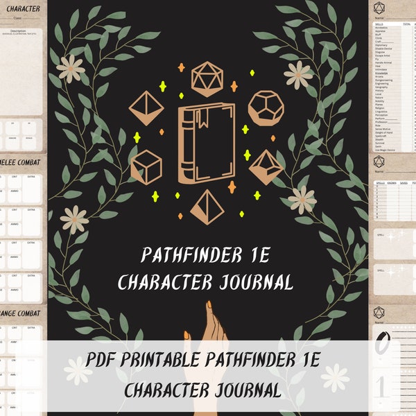 Printable Pathfinder 1e Character Journal, Pathfinder Character Sheet with full Spellbook, Paizo, Pathfinder 1e Campaign Journal