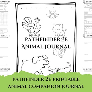 Pathfinder 2E Animal Companion Journal - Folha de personagem em PDF para impressão Paizo Pathfinder 2E para animais