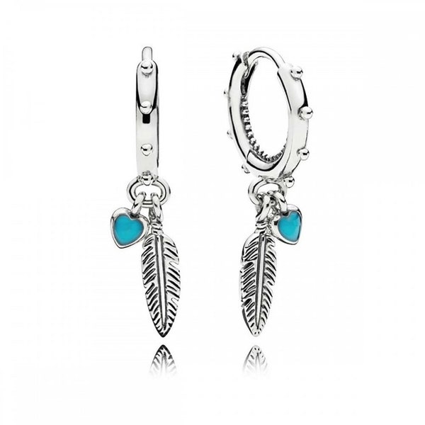 Pandora Sterling Silver New Feathers Drop Earrings Exquisite Women's  Dangle Earrings: Feather Wings with Sparkling Enamel, 925 ALE Item