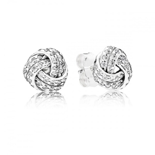 Pandora Sterling Silver Love Knots Stud Earrings Knotted Earrings: ALE Signature Curved Design Symbolizing Love for Women, Popular Now In UK