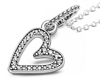 Pandora Silver Heart Pendant Necklace Symbolize Perfectly Imperfect Real Love Stacking Jewelry: 45cm Chain Wear Two or Three for a Layered