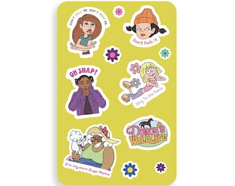 Folha de adesivos infantis do Disney Channel dos anos 90 - Adesivos fofos de nostalgia feitos à mão - Lizzie McGuire, That's So Raven, Family Channel, Spinelli Recess