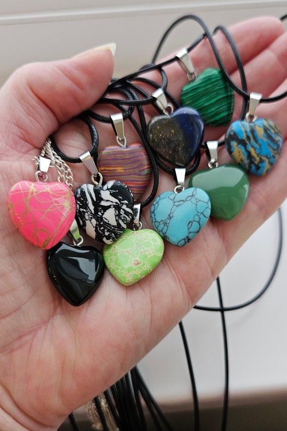 Blue and Green Crystal Heart Necklace Blue and Green Crystal Heart Necklace