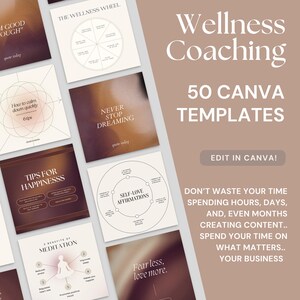 Wellness Coach Instagram Templates: Social Media Content (Canva)