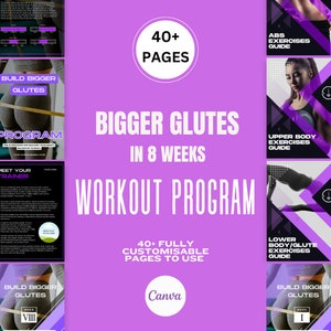 Workout Template Program for Bigger Glutes Fitness Template Gym Program Personal Trainer Template Glute Fitness Exercises Program Gym Plan
