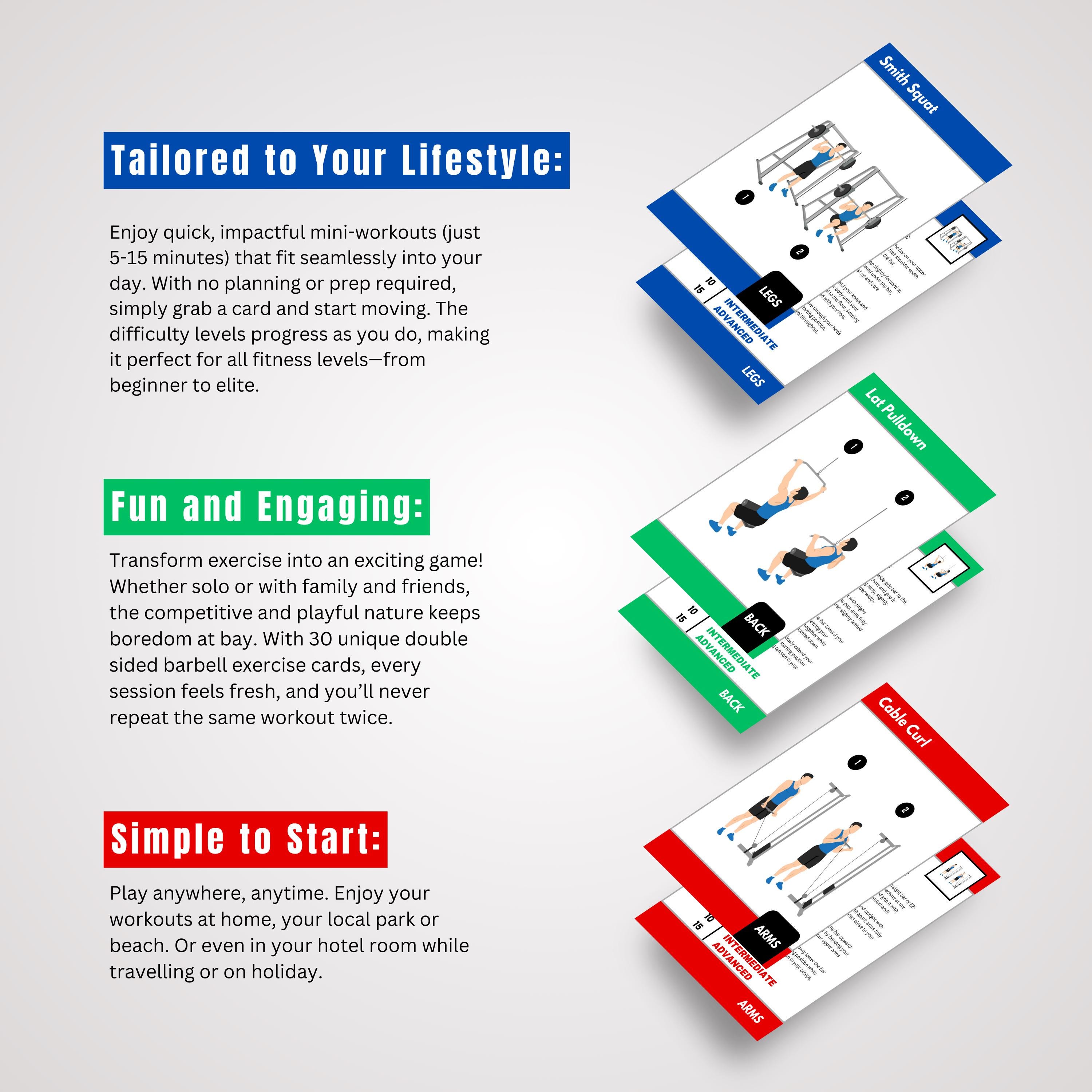 Printable Exercise Cards: Gym Strength Training, Canva Templates ...
