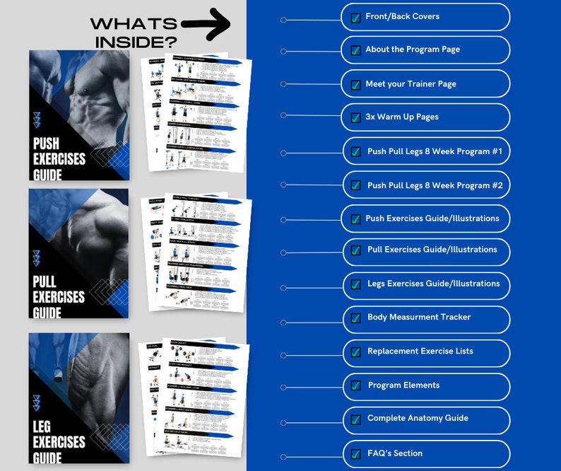 Push Pull Legs Program | 100+ Page Editable Fitness Templates, Gym ...