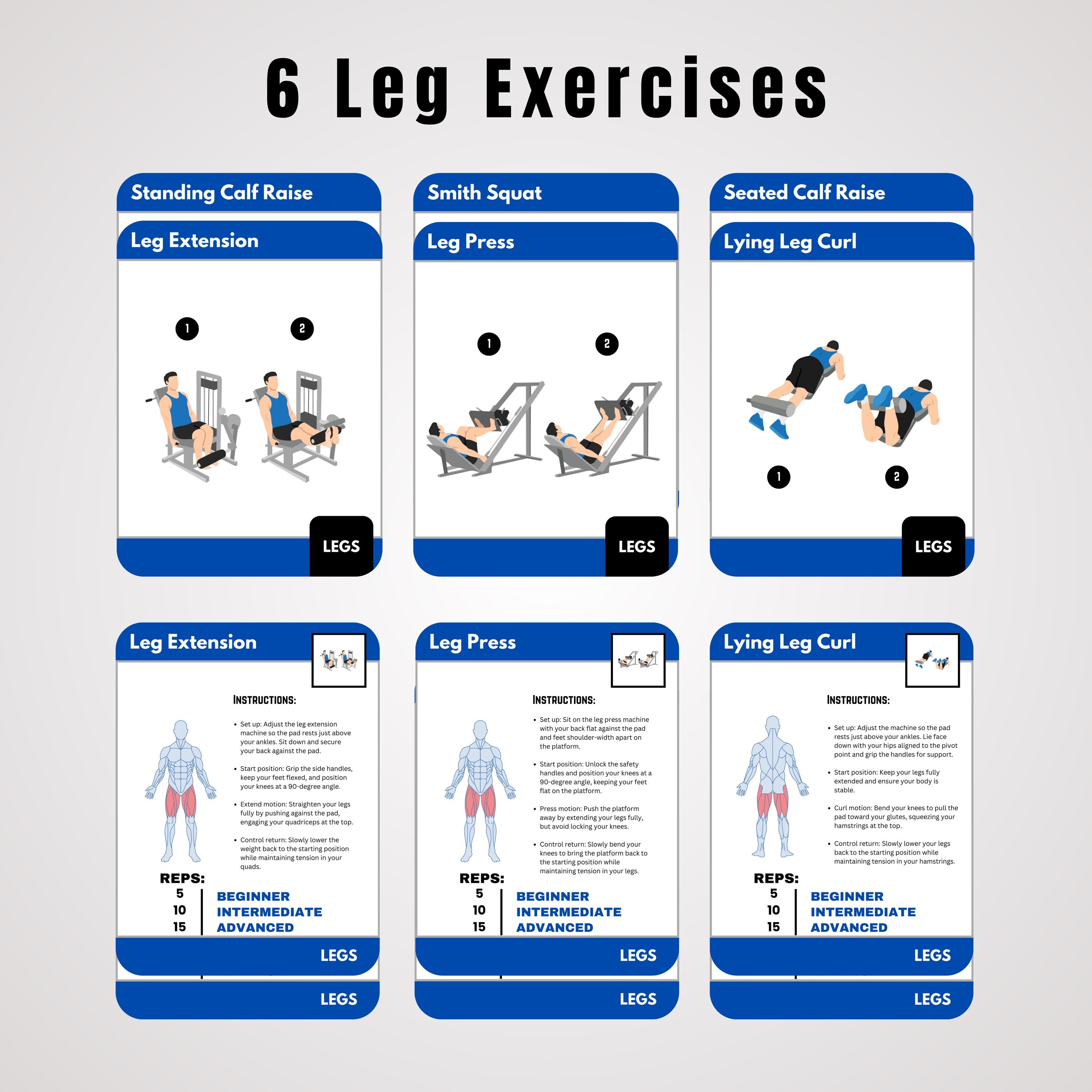Virtual Exercise Cards Printable Exercise Cards: Gym Strength Training, Canva Templates ...