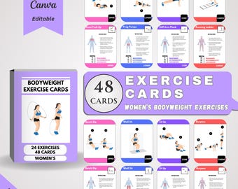 Women's Bodyweight Exercise Cards: 48 Fitness Workouts (Digital Download)