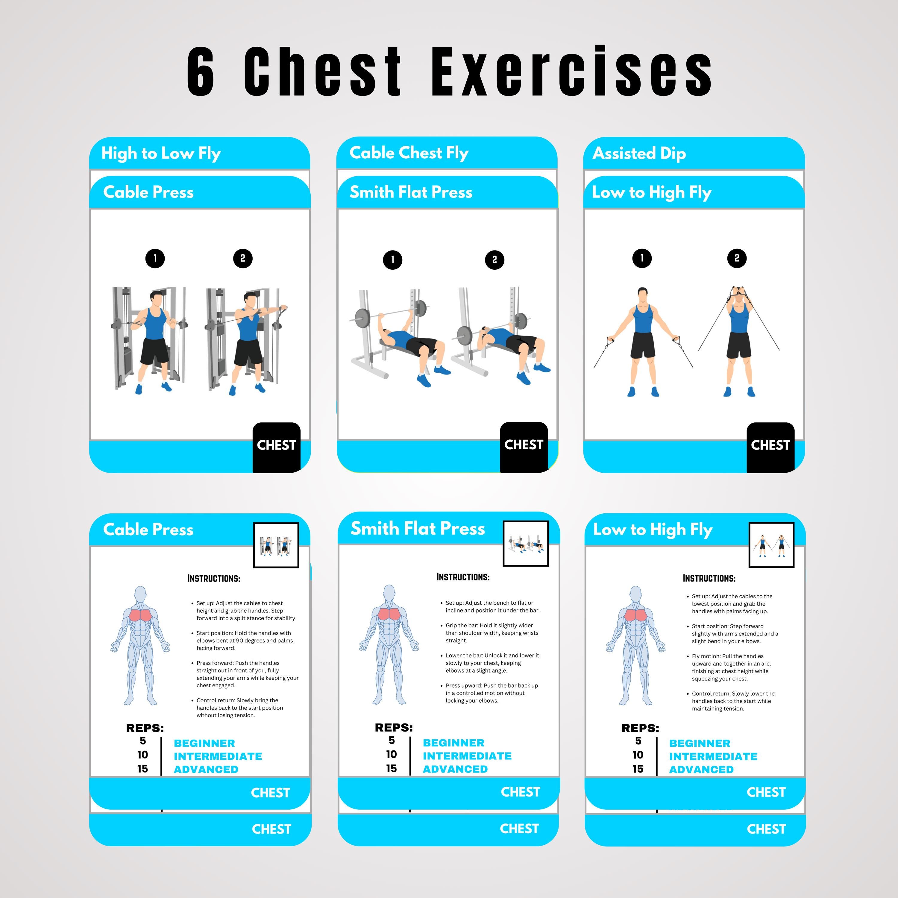 Printable Exercise Cards: Gym Strength Training, Canva Templates ...