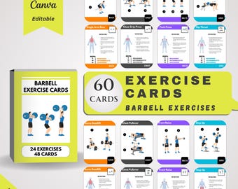 Barbell Exercise Cards: Home Gym Workout Templates (Digital Download)