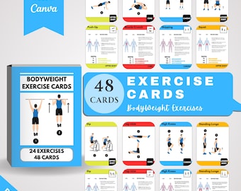 Bodyweight Exercise Cards: Beginner Gym Workouts (Digital Download Canva)