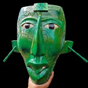 Máscara funeraria del rey maya Pakal tallada a mano - ¡Réplica con calidad de museo!