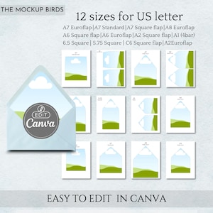 Plantilla para forro de sobre en CANVA (descarga digital) - 12 tamaños populares (tamaño carta estadounidense) - Plantilla para forro de sobre con foto - Diseño de papelería de boda DIY