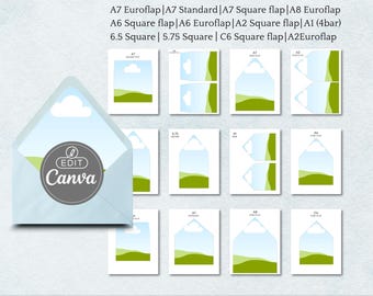 Envelope liner template CANVA digital download - 12 popular sizes US letter - Photo envelope liner template - DIY wedding stationery design