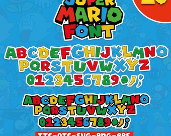 Mario Font, Super Mario Bros Font, Super Mario Font Svg, Mario Svg Font, Super Mario Font, Font Svg, Cricut Fonts, Cute Fonts, Font Png