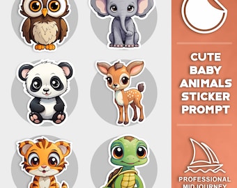 Schattige Baby Animal Stickers Midjourney Prompt, Dierenstickers, Sticker Prompts, Midjourney Prompts, Chatgpt Prompts, Ai Prompts, Prompt Ai