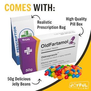 OldFartamol - Funny 30th 40th 50th 60th Birthday Gift - Comes with Sweets and Authentic Prescription Bag - Fathers Day Gift Prank image 2