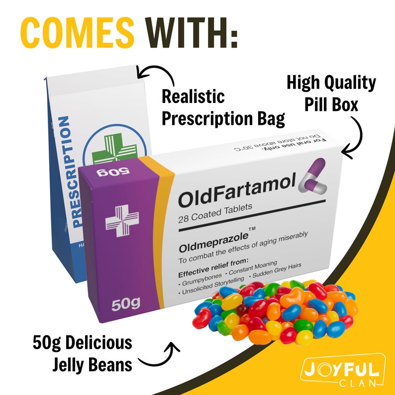OldFartamol - Funny 30th 40th 50th 60th Birthday Gift - Comes with Sweets and Authentic Prescription Bag - Fathers Day Gift Prank image 2