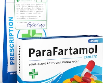 Caja de pastillas de broma ParaFartamol con gominolas – Regalo de broma de pedos para él, amigo invisible para hombres, detalle navideño, regalo de cumpleaños divertido